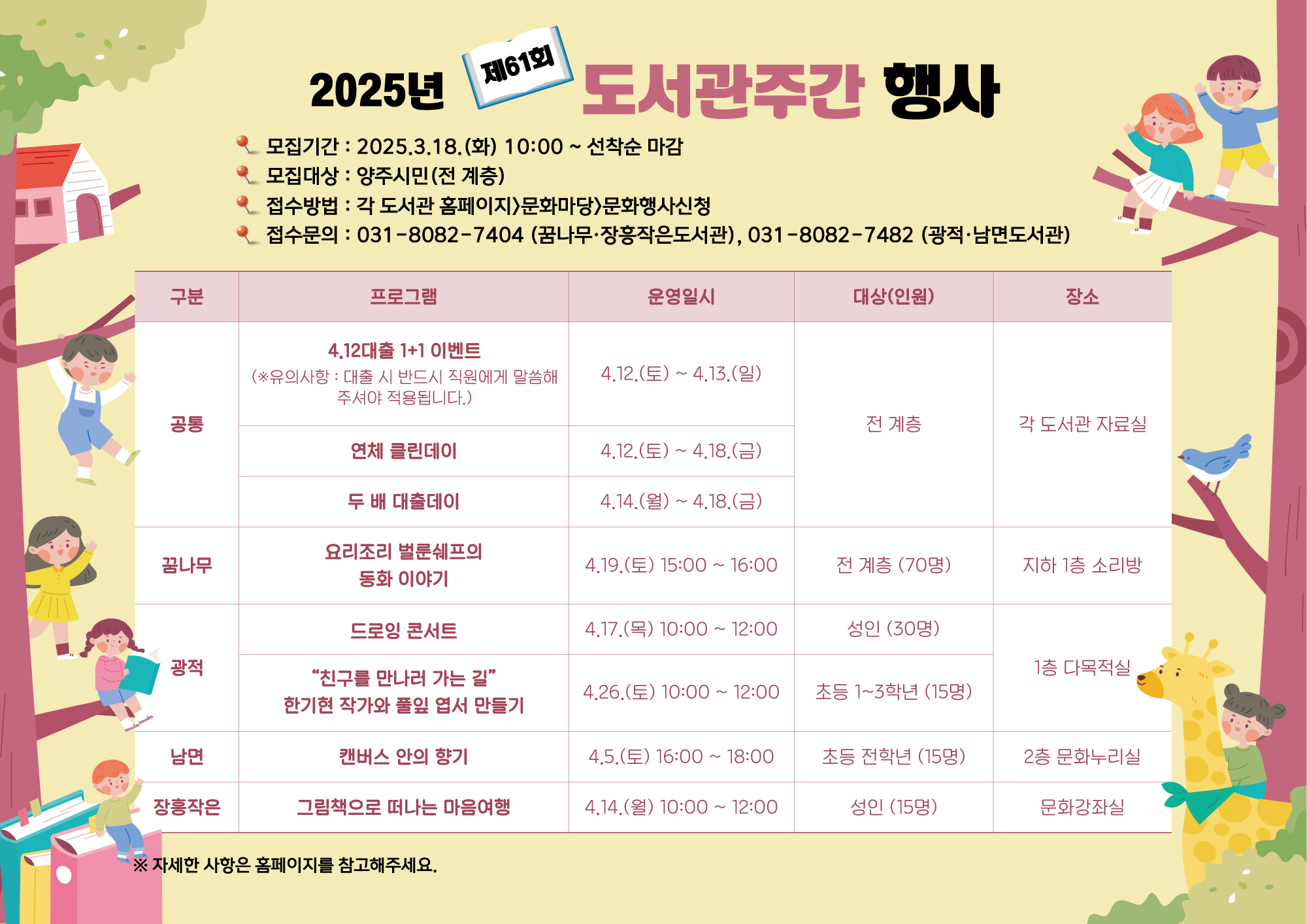 2025 도서관관리1팀 도서관주간 행사 안내